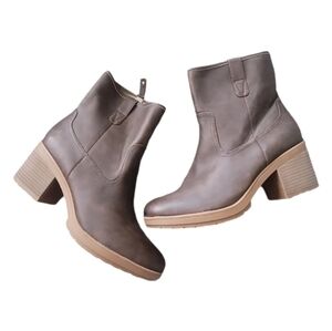 Dr Scholls Women's Brown Faux Leather Ankle Platform Boots Size 11M NWT